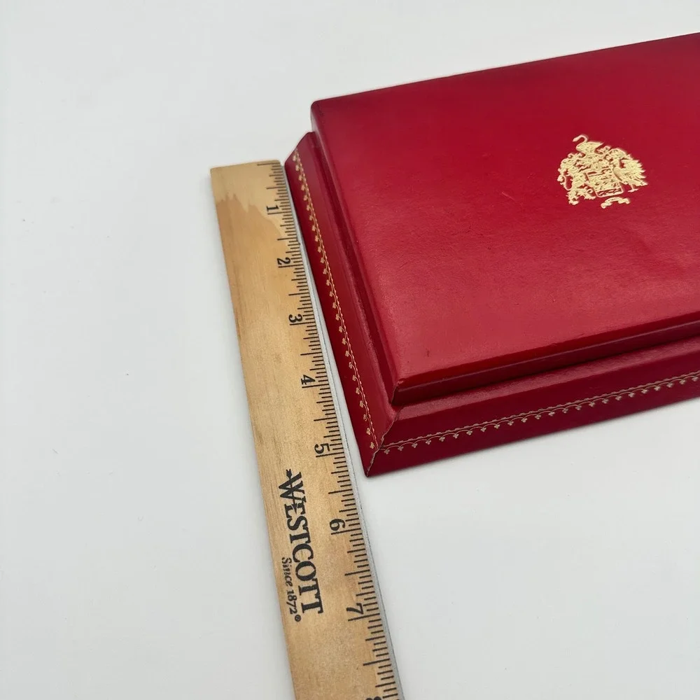 Vintage Majorica Red Jewelry Display Box Presentation Case Spain Crest